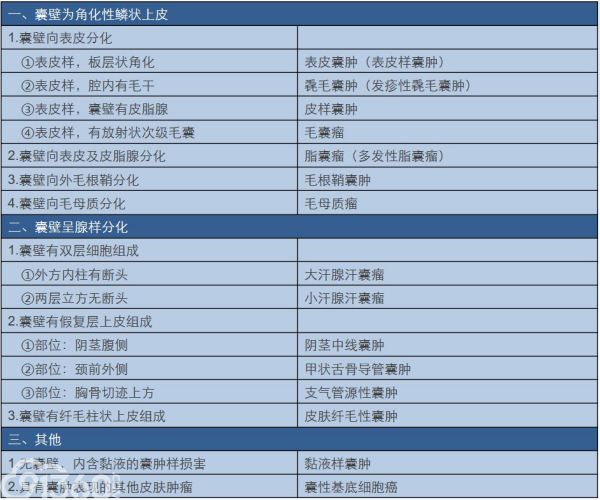 皮肤囊肿的病理分类与临床表现