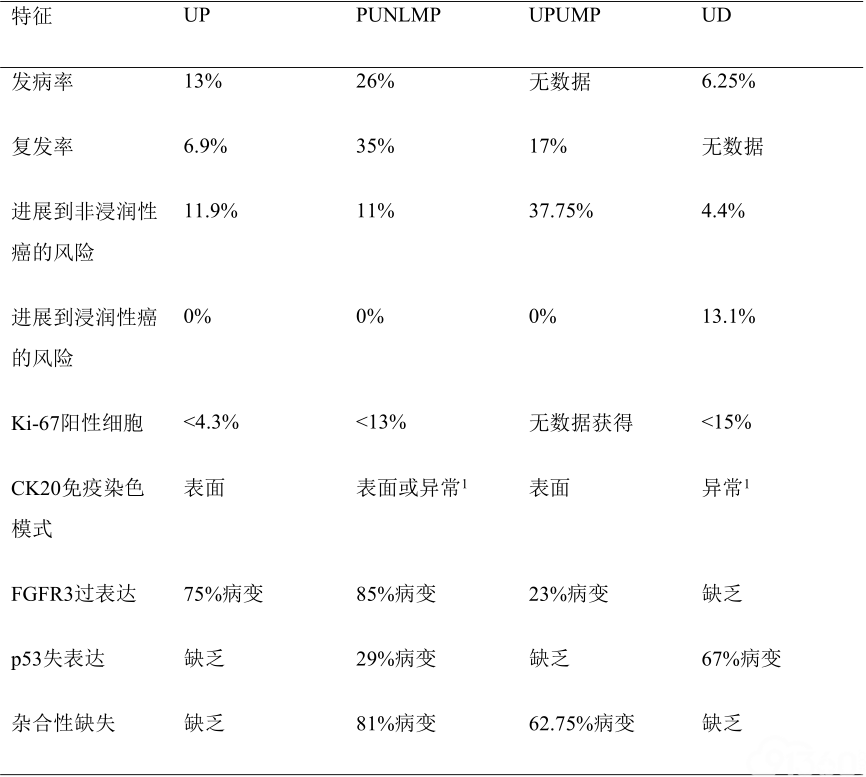 低度恶性潜能乳头状尿路上皮肿瘤、恶性潜能未定的尿路上皮增生、尿路上皮异型增生和尿路上皮乳头状瘤的诊断困难:目前文献的复习