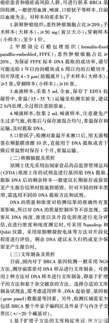 中国专家共识:乳腺癌易感基因的下一代测序技术检测流程标准规范