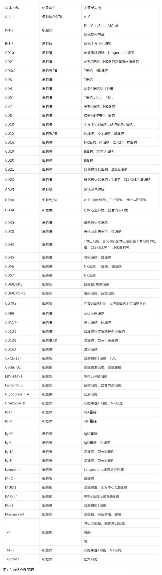淋巴组织肿瘤病理诊断常用抗体推荐